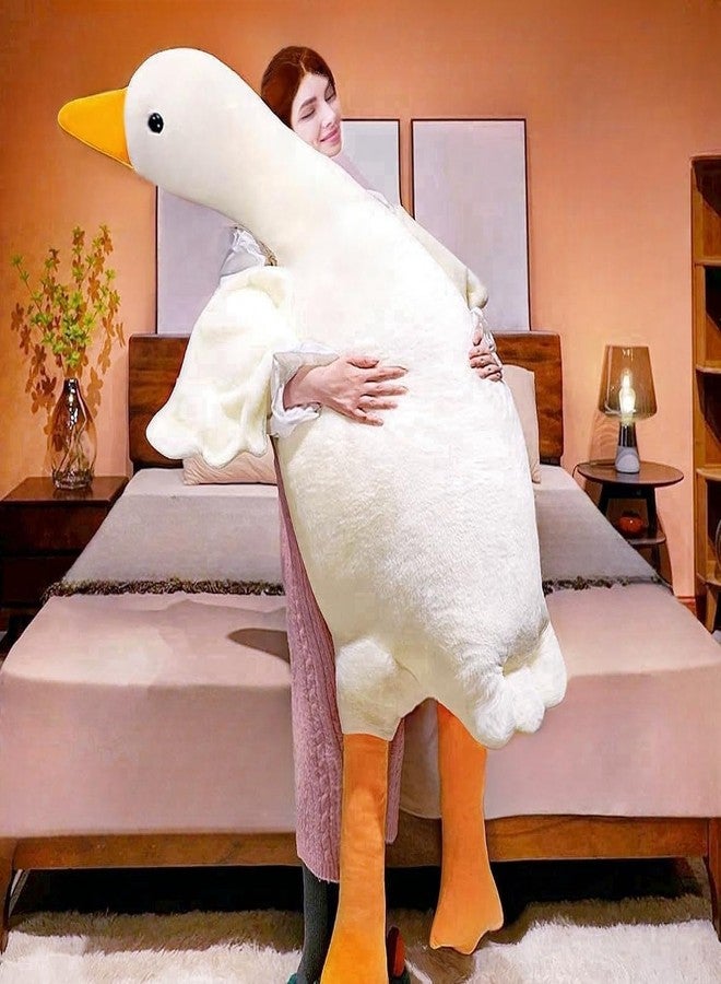 BXEBUI Giant White Goose Plush 35 in, Very Huge Fat Goose Stuffed Animal Pillow, Soft Furry Swan Hugging Pillow Gifts for Everyone (35 in) - Image 1